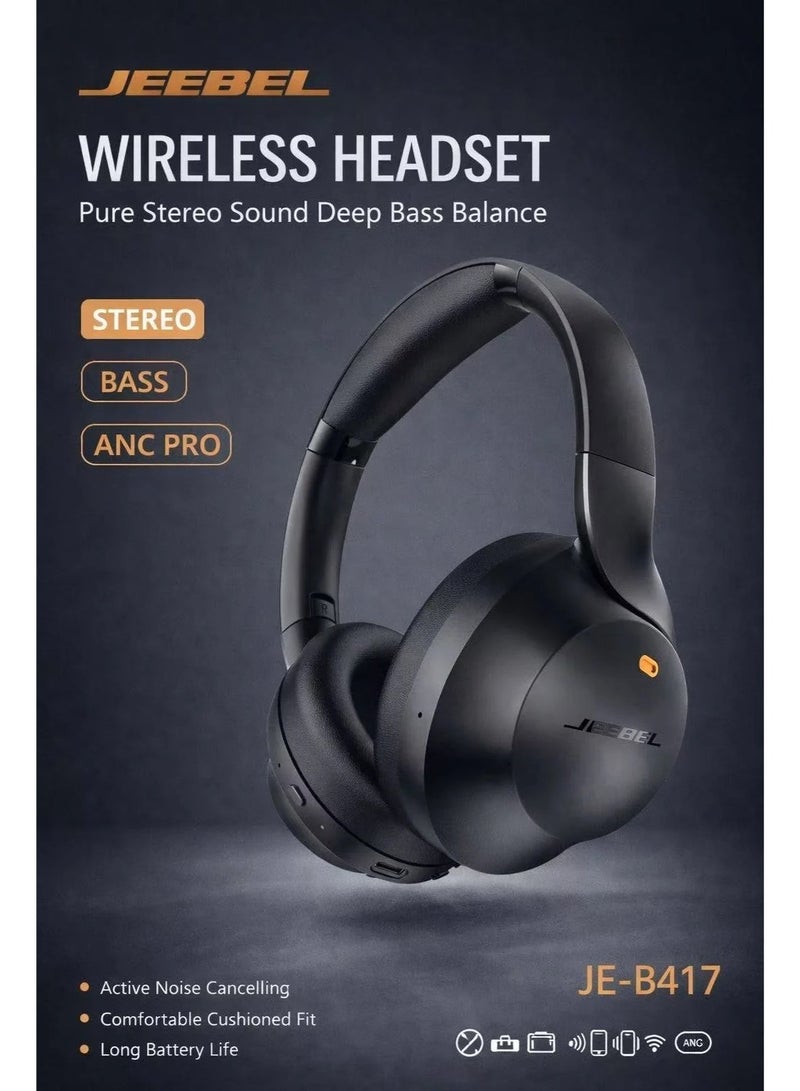 جيبيل سماعة جيبل ANCPRO اللاسلكية الذكية بعزل ضوضاء متقدم بصوت ستيريو عميق بلوتوث 6.0 وقت تشغيل 55 ساعة واتصال متعدد الاجهزة وثلاثة اوضاع تشغيل لون اسود - Image 2